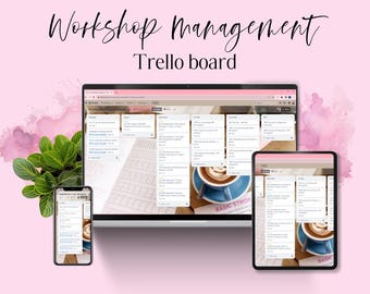 Tablero Trello de gestión de talleres de arte / Listas de verificación y plantillas de calendario prefabricadas / Organice y optimice sus clases de arte
