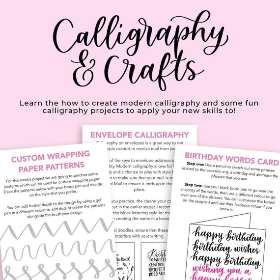 Calligraphy & Crafts Workbook - Calligraphy projects - Modern calligraphy  alphabet - Calligraphy practice sheets