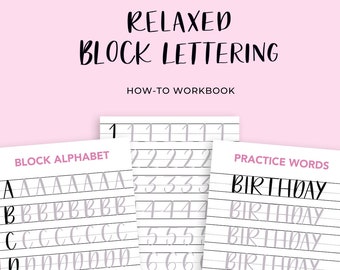 Cuaderno de trabajo de letras mayúsculas relajadas - Caligrafía de letras mayúsculas - Alfabeto de caligrafía moderna - Hojas de práctica de caligrafía