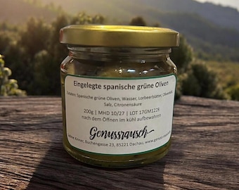 Eingelegte spanische grüne Oliven 220g