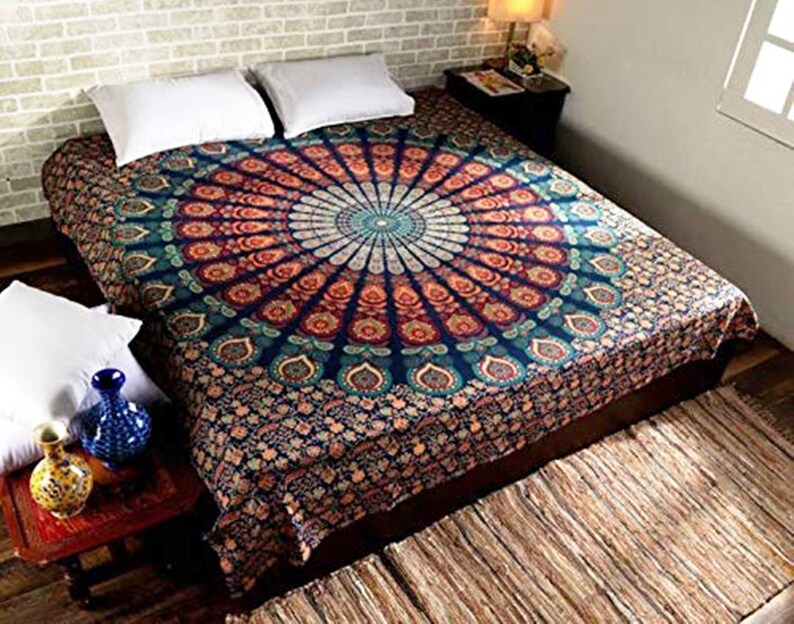 Indian handmade Cotton printed Queen Size Double Bed sheet Etsy