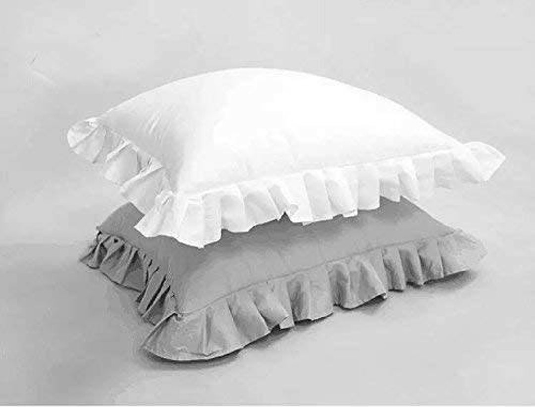 White 100 Cotton Pillow Cover,euro Sham Ruffled Eyelet Trimmed Home