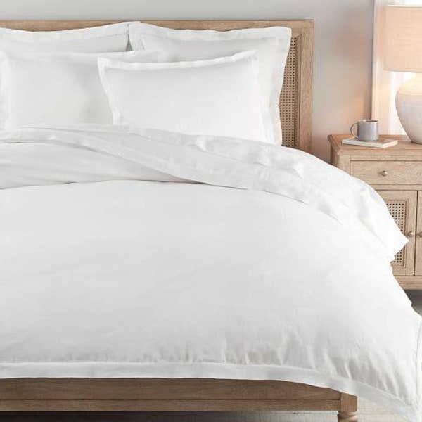 Simple And Opluance Edged Border Made Pale White Egyptian Cotton With Zipper duvet cover,Comforter Cover,Quilt Cover: Single,twin,Queen,King
