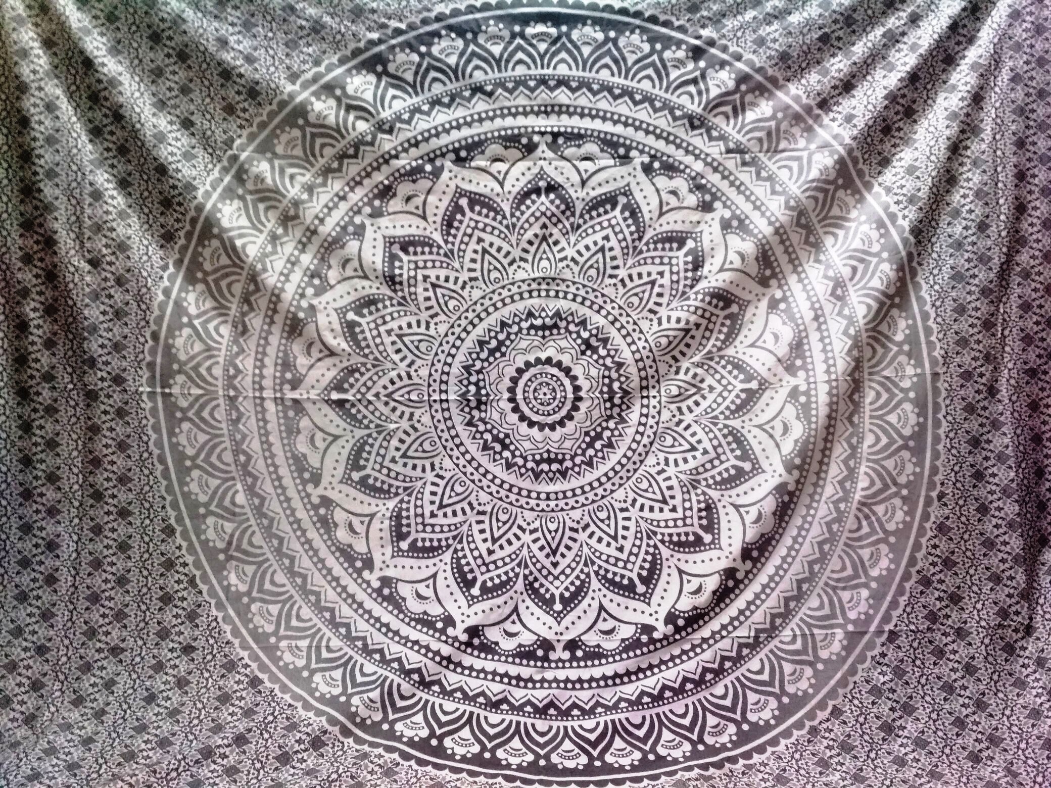 Grey Mandala Tapestry Wall Hanging Hippie Indian Tapestry Etsy
