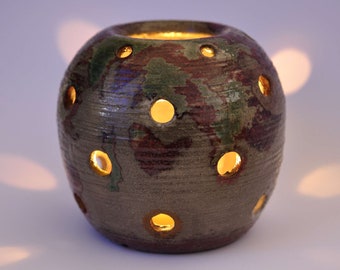 Raku pottery ceramic lantern or ceramic electric lamp