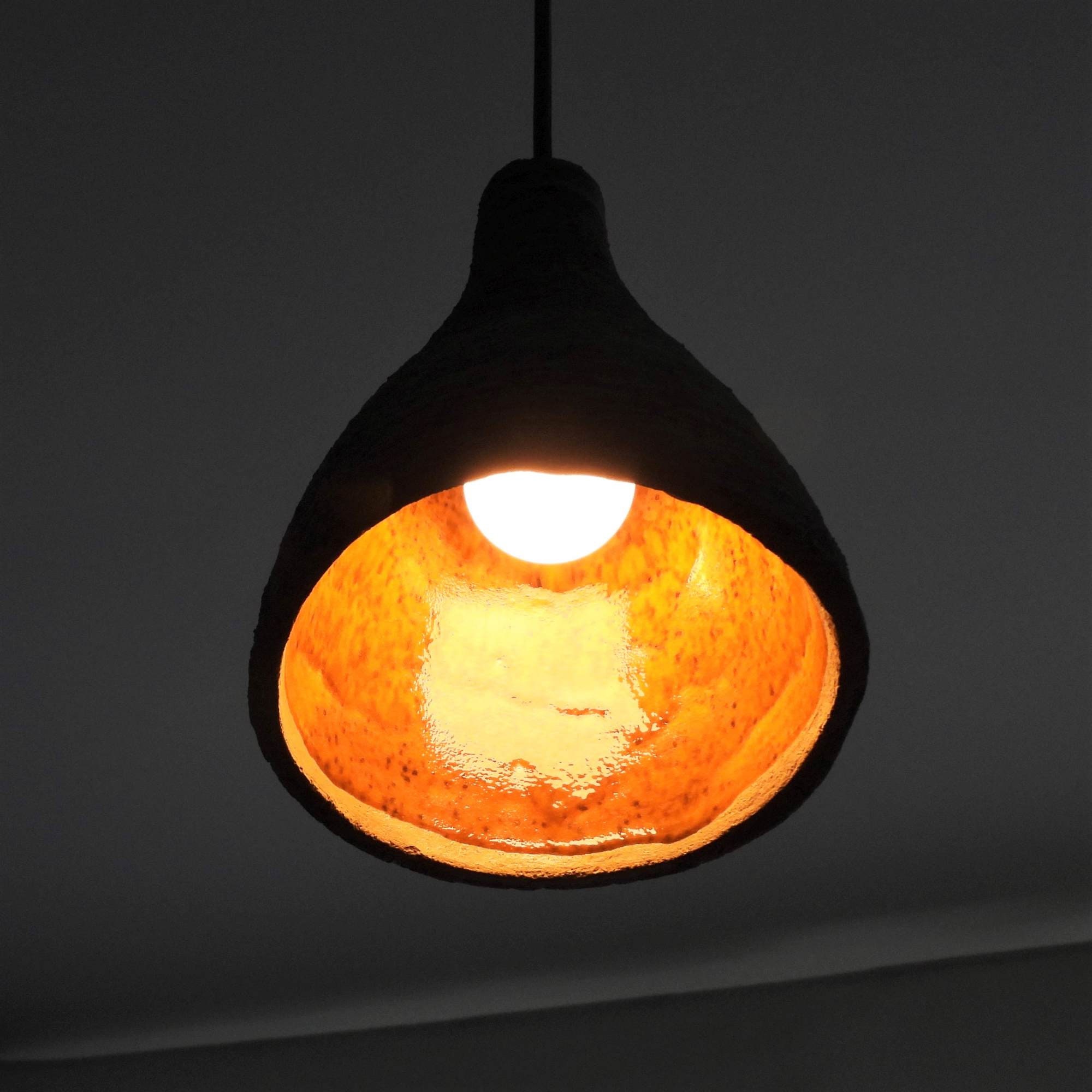 Raku Pottery Ceramic Pendant Lamp Etsy