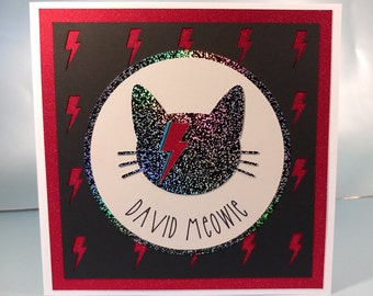 Handmade 'David Meowie' Greetings Card