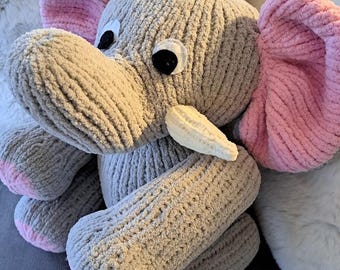 Hand Knitted Cuddly Elephant