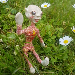 nice space elf strange OOAK doll with a heart on his chest ,pretty alien image 6