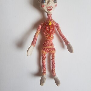 nice space elf strange OOAK doll with a heart on his chest ,pretty alien image 8