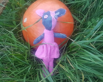 Conejito de peluche rosa y azul, raro y lindo, para fanáticos de los juguetes de peluche raros