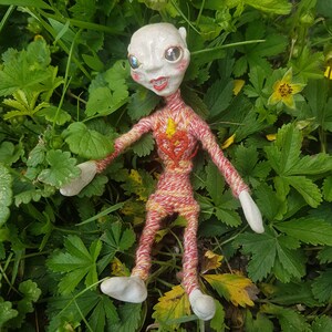 nice space elf strange OOAK doll with a heart on his chest ,pretty alien image 4