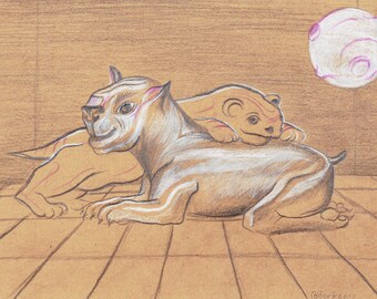 ilustración de animales mágicos "abrazando amigos"