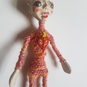 nice space elf strange OOAK doll with a heart on his chest ,pretty alien image 9