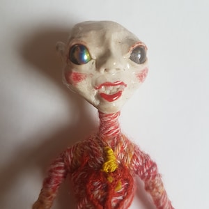 nice space elf strange OOAK doll with a heart on his chest ,pretty alien image 7