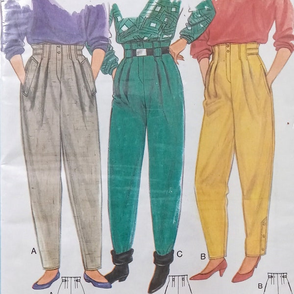 Burda 6497 - Size 8-10-12-14-16-18, Waist 26-32", Hips 34-40" Misses' Trousers or Pants sewing pattern, 1985, 80s fashion, factory folded!