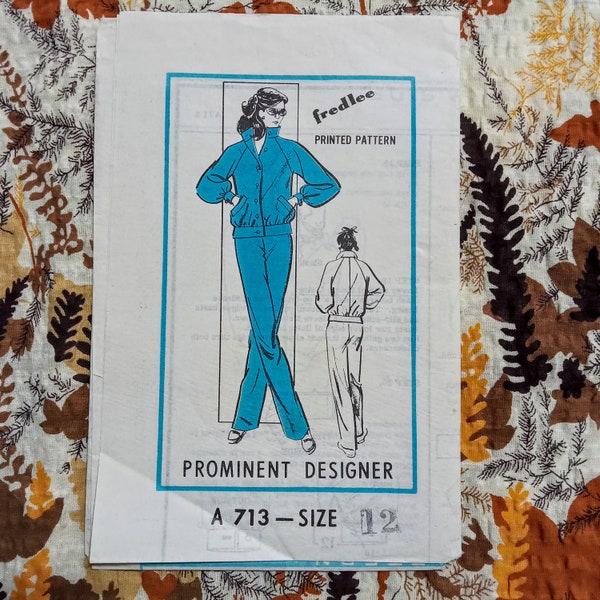 Prominent Designer - Bust 34",  Tracksuit sewing pattern, 1980s fashion and sewing, retro tracky dacks, factory folded!