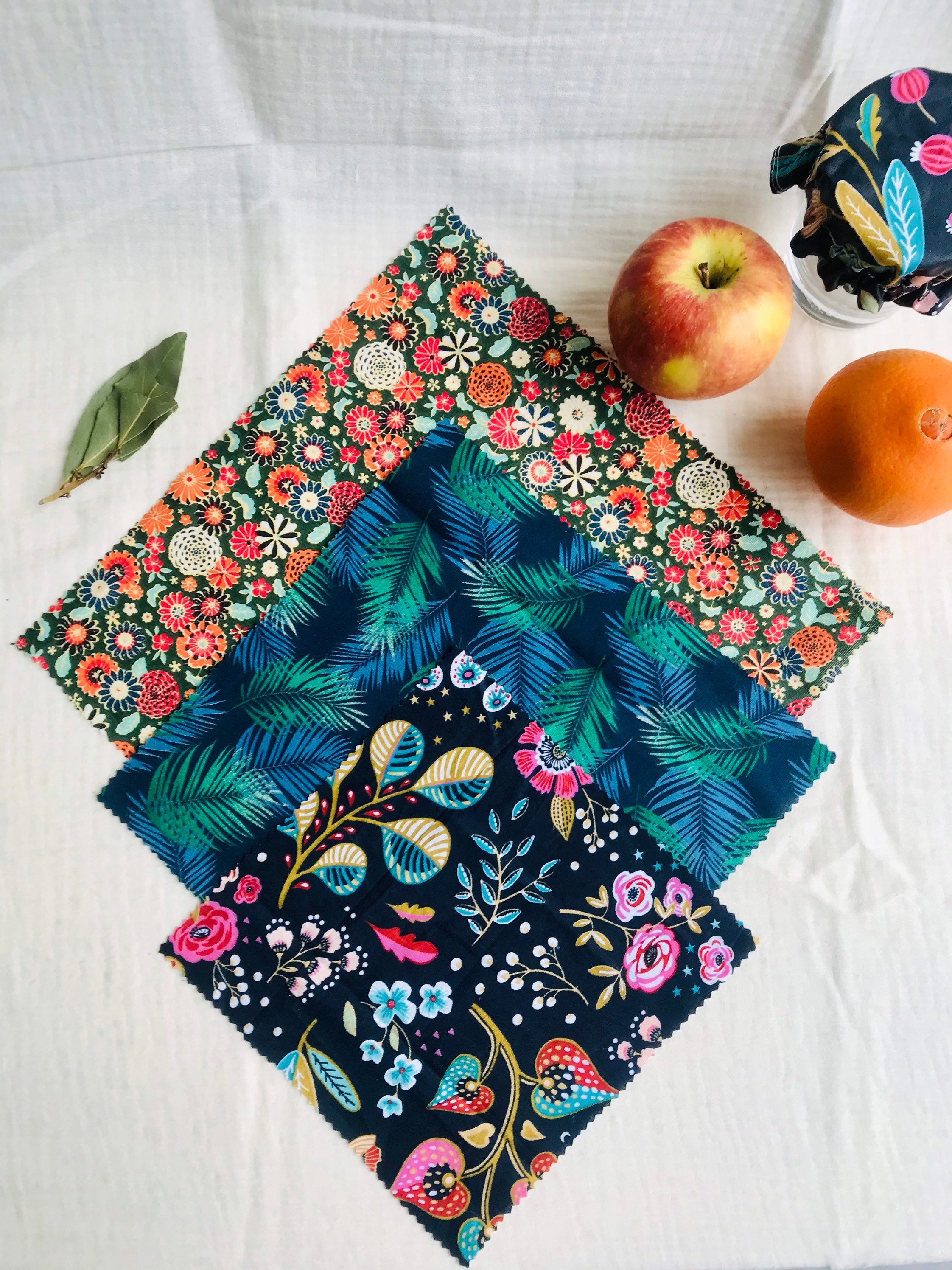 Bee Wrap/Film Alimentaire Naturel Coton Enduit Réutilisable