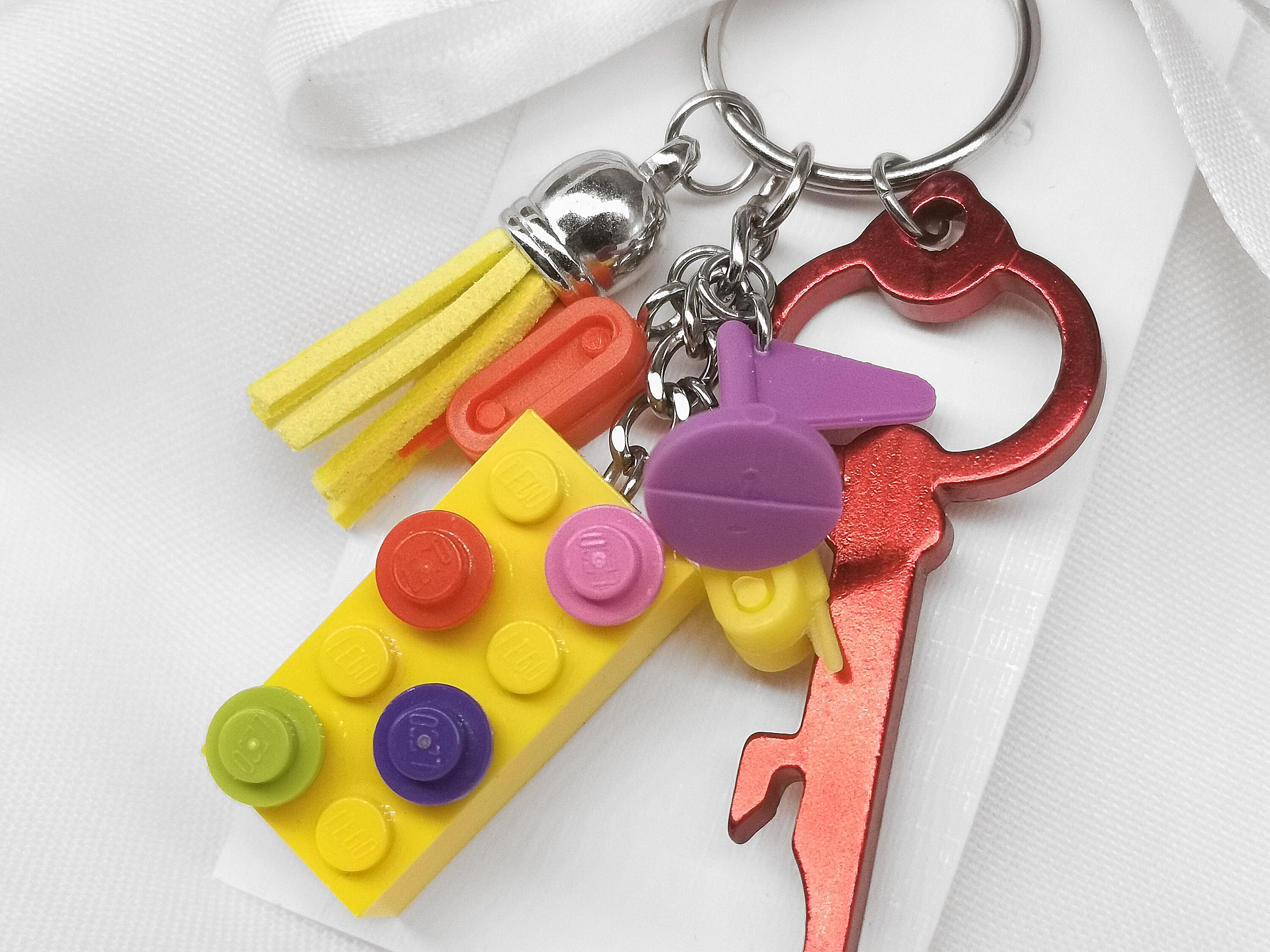 Keychain with Lego bricks tanks and RisiKo flags and bottle Etsy