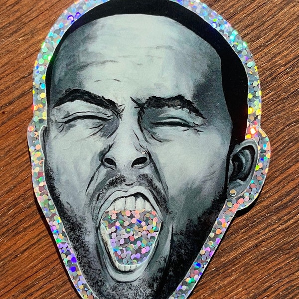 Mac Miller Laptop Sticker, Glitter sticker, waterproof, go:od AM, portrait