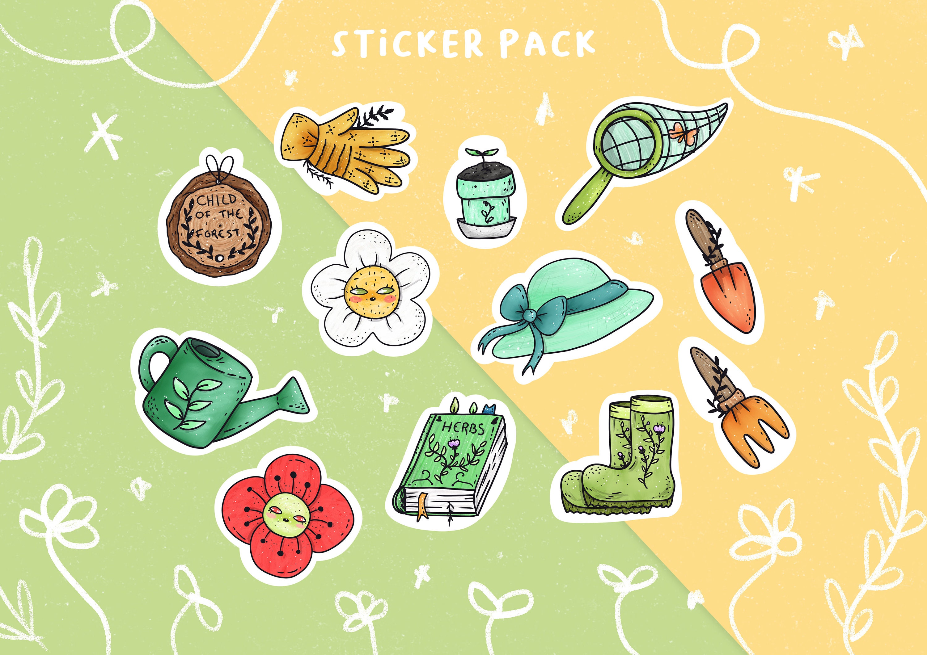 Garten Essentials Sticker Set Pflanzen Blume Aufkleber Etsy