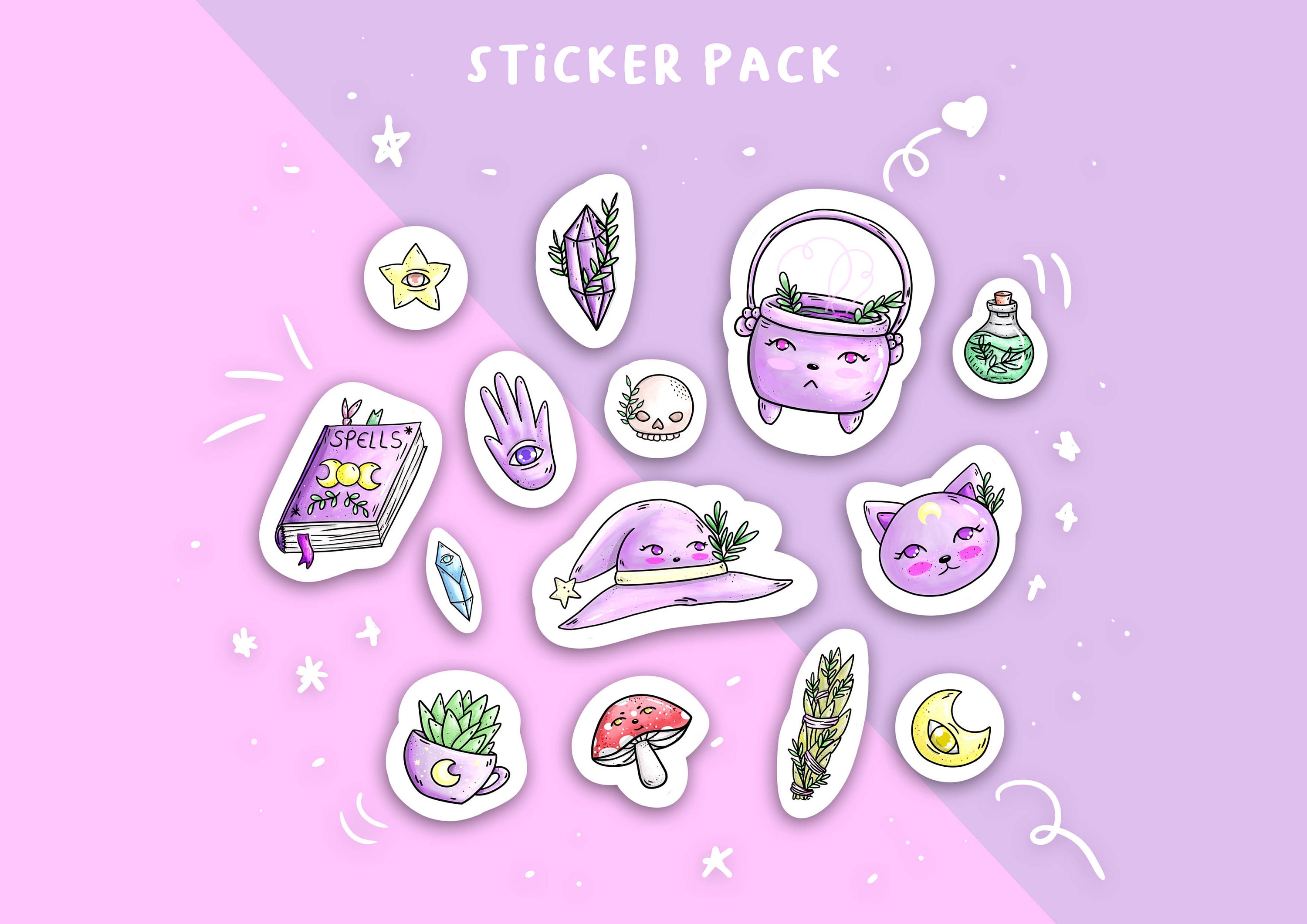 Witch Sticker Pack Pagan Wicca Stickers Sheet - Etsy UK