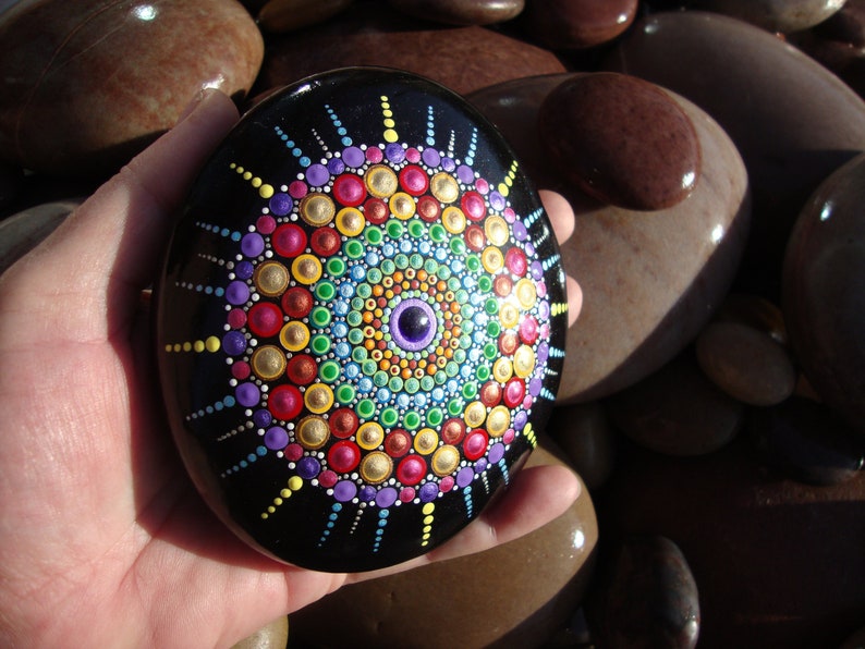Free UK shipping Delicious hand-painted Mandala stone