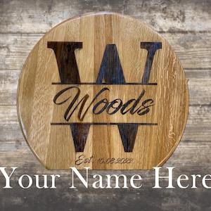 Custom Wedding - Anniversary - Monogram - Autograph Guest Book Bourbon/Whiskey Laser Engraved Barrel Head - Wedding Gift - Anniversary Gift