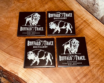 Buffalo Trace ceramic drink coasters | Bourbon Bar Decor | Buffalo Trace | Great bourbon gift idea for men | Bourbon Gifts Ideas