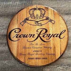 Krone Royal | Crown Royal Label Bourbon Fasskopf | Crown Royal Whisky | Kronen-Königlicher kanadischer Whisky | Bourbon Zeichen | Fass Kopf