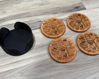 Kentucky Bourbon Trail Coasters | Kentucky Bourbon Trail | Bourbon Coasters | Custom Coasters | Four Roses | Wood Coasters | Drink Coasters