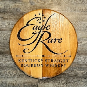Eagle Rare Bourbon Barrel Head: Laser Engraved Kentucky Whiskey Sign