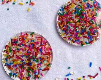 Rainbow Sprinkle Resin Coasters (1/4 inch thick)