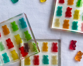 Gummy Bear Square Resin Coasters (1/2 inch thick)