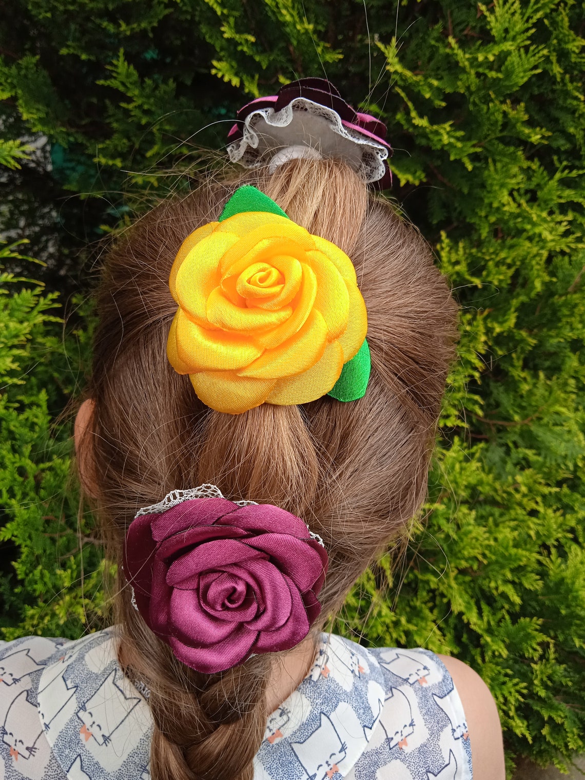 Rose Flower Hair Bands / Rose Satin Hair Bands / Rose Flowers Etsy