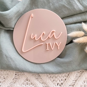 Baby Name Plaque -  Birth Announcement Plaque -  Acrylic Baby Name sign - Baby arrival - Nursery Decor