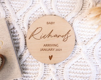 Custom Pregnancy Announcement Plaque -  Wooden engraved Pregnancy Plaque - Pregnancy Announcement Prop - Baby Announcement