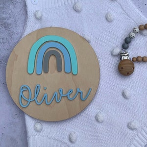 Rainbow Acrylic Baby Birth Announcement Plaque