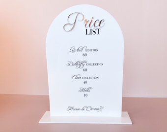 Business Signage | Price List | Custom Business sign | Acrylic Salon Price list | Shop front signage | Event Signage