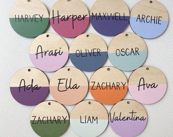 Personalised Wooden Dip Dye bag tags |Kinder Bag Tag| Kids School Bag Tags | Daycare bag tag