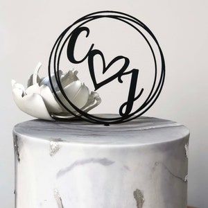 Love Heart Mr & Mrs Engagement Cake Topper | Initials Engagement Cake Topper | bride and groom cake topper | Mr and Mrs Cake Topper