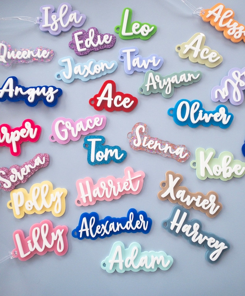 Acrylic kids Bag Tag colourful Bag Tag Personalised bag tag for kids custom Kinder Bag Tag Kids School Bag Tags image 2