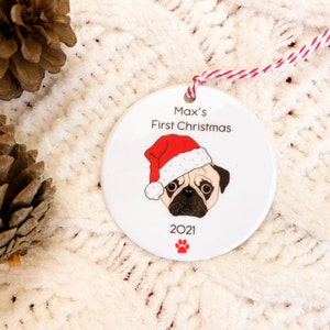 Personalised Dog Christmas Decoration Ceramic Bauble Dogs First Christmas Dog Christmas Decoration image 6