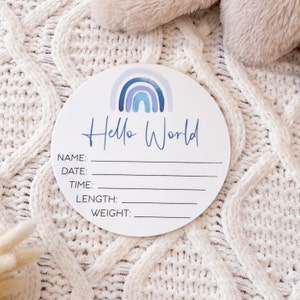 Rainbow Acrylic Birth Announcement Plaque | Birth Details Plaque | Newborn announcement photo prop |  Baby arrival sign