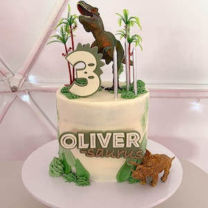 Customisable One year old Cake Topper | First Birthday | Dinosaur Cake Topper | 3D Cake topper | Dinosaur Birthday Theme image 3