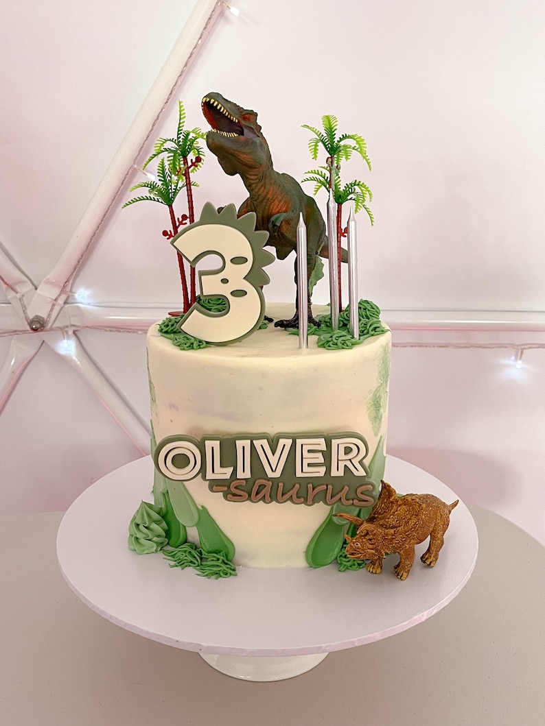 Customisable One year old Cake Topper | First Birthday | Dinosaur Cake Topper | 3D Cake topper | Dinosaur Birthday Theme image 3