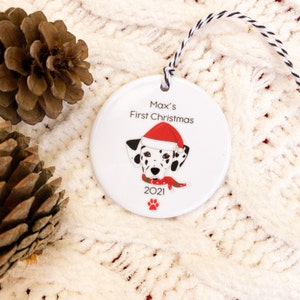 Personalised Dog Christmas Decoration Ceramic Bauble Dogs First Christmas Dog Christmas Decoration image 2