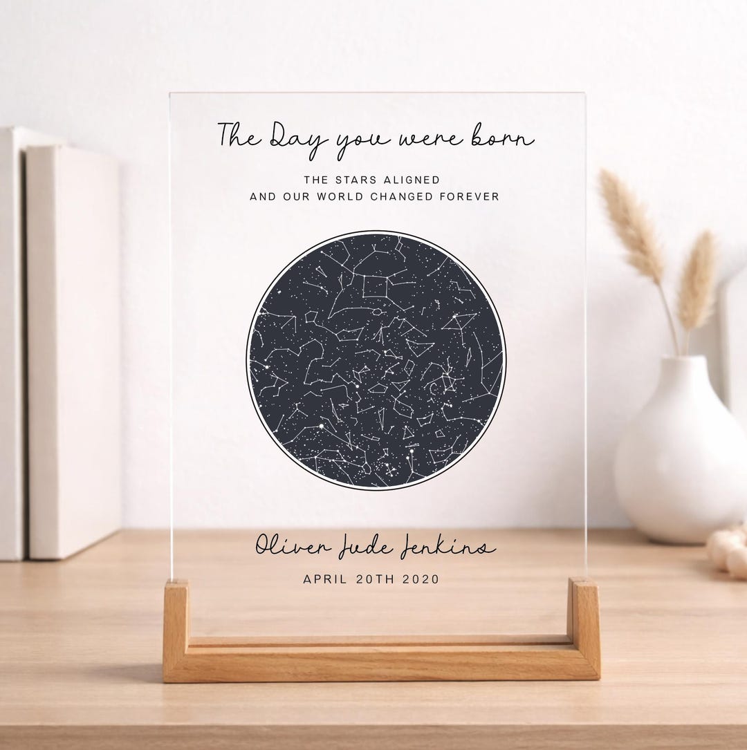 Personalised Star Map Birth Date Acrylic Plaque | the Day You Were Born ...
