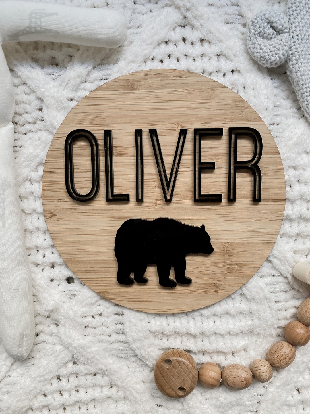 Custom Wooden and Acrylic Name Plaque - Birth Announcement - Name ...
