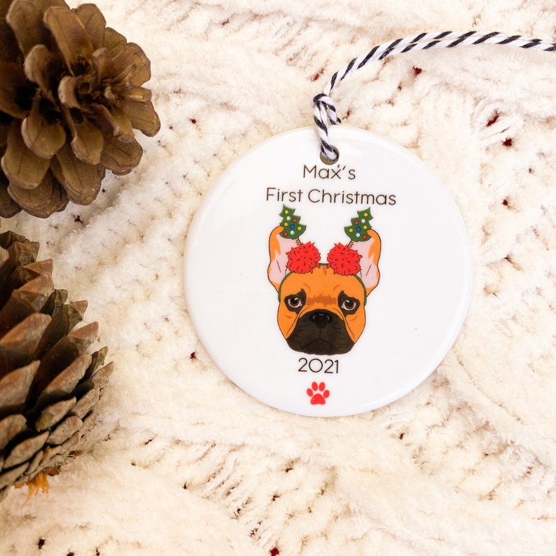 Personalised Dog Christmas Decoration Ceramic Bauble Dogs First Christmas Dog Christmas Decoration image 9